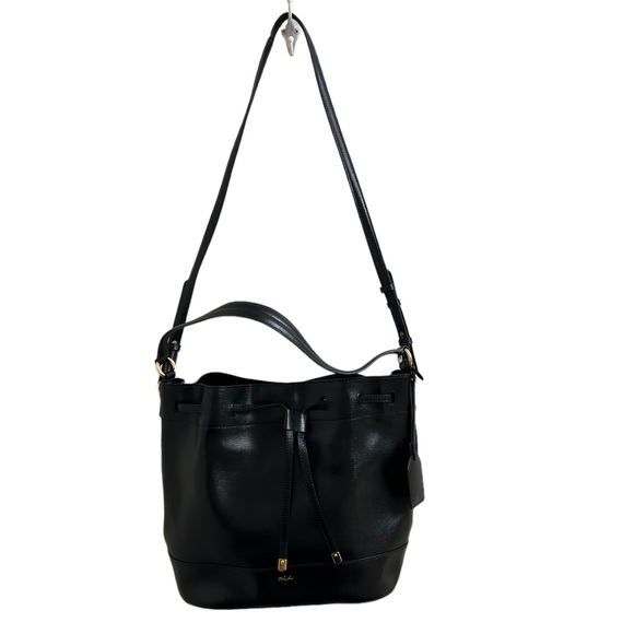 Ralph Lauren Leather Drawstring bucket bag, black - Picture 3 of 8